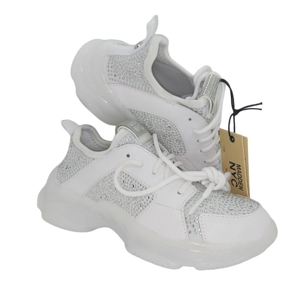 Madden NYC Womens NEW w/Tags White Embellished Designer Sneakers - sz. 3